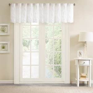 Floral Geometric Pattern Intricate Embroidery Kitchen Curtain, Lightweight Sheer Fabric Curtain for All Decor Styles - 1 of 2