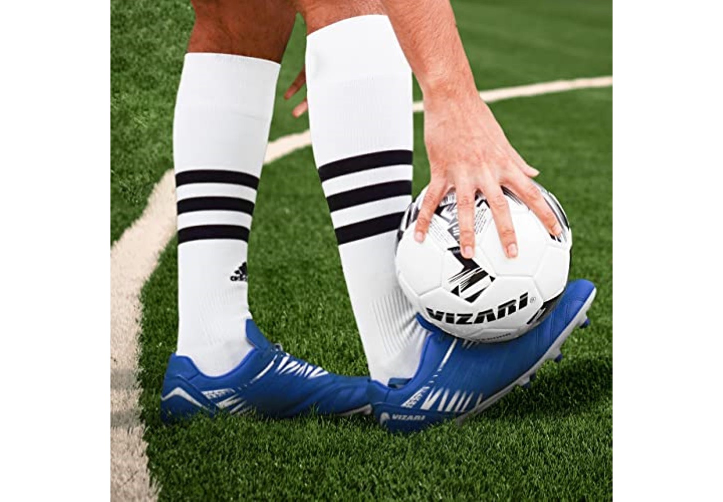 Мужские кроссовки Vizari Valencia Firm Ground Outdoor Soccer Shoes - Royal/White, Size 9.5, цвет: Белый — фото 3
