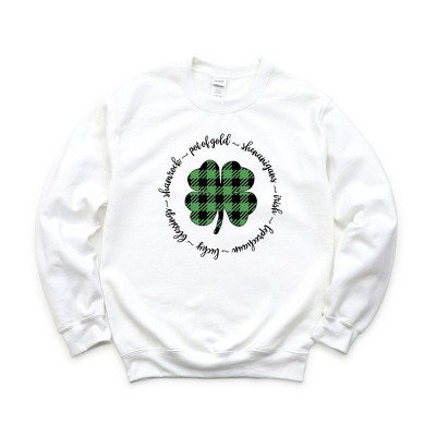 Simply Sage Market Women's Graphic Sweatshirt Buffalo Plaid Shamrock Circle