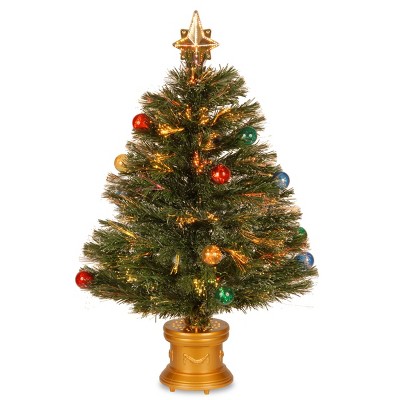 32in LED Fiber Optic Fireworks Slim Tree with Ball Ornaments - National Tree Company