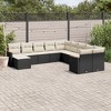 vidaXL 11 Piece Patio Sofa Set with Cushions Black Poly Rattan - Black and cream Without table - 2 of 4