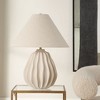 Uttermost Javary Matte Beige Table Lamp – 27.5"H Porcelain Sculpted Base with Brass Accents & Linen Shade - 3 of 4