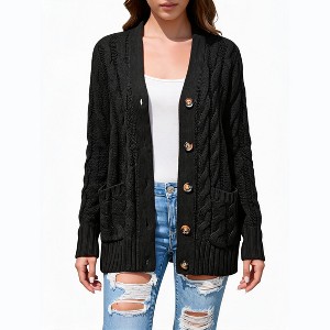 EadianDree Womens Knit Cardigan Long Sleeve Button Front Sweater
