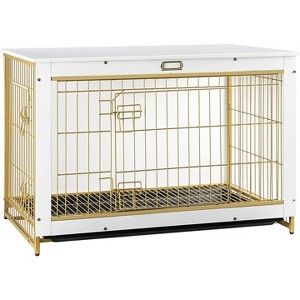 MaseiKar Dog Crate Furniture, Large Dog Kennel Indoor, Wooden Cage with Pull-Out Tray, Double Doors Pet House Side End Table for Large/Medium - 1 of 4
