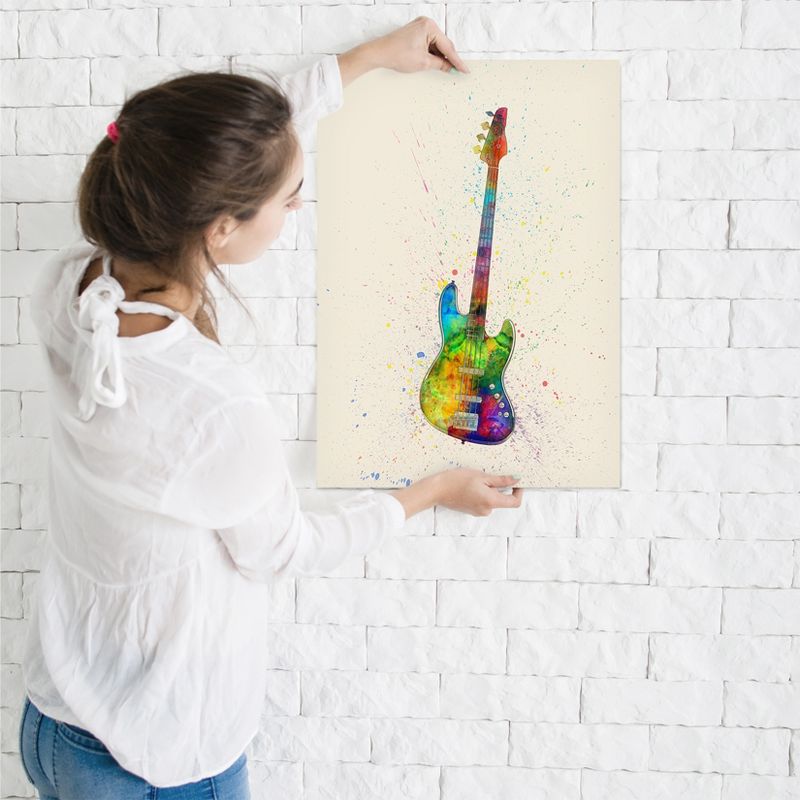 Americanflat Modern Electric Bass Guitar Abstract Watercolor By Michael Tompsett Poster, 3 of 6
