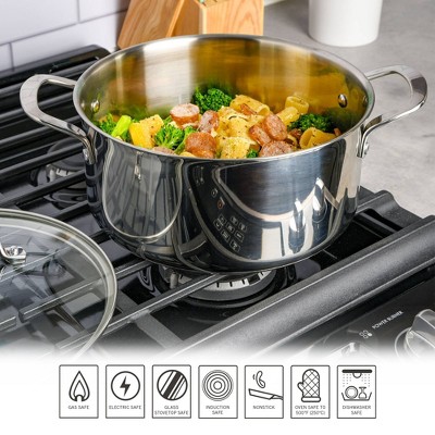 5-Quart Stainless Steel Non-Stick Dutch Oven with Glass Lid