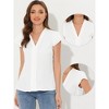 Allegra K Women's Summer Office V-Neck Solid Color Casual Chiffon Ruffle Sleeve Blouse - 2 of 4