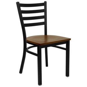 Flash Furniture Black Ladder Back Metal Restaurant Chair - 1 of 4