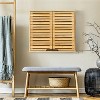 Yukimo 2 Tier Bamboo Bathroom Wall Cabinet, Adjustable Shelf with Double Doors, Easy Assembly, Natural and Eco-Friendly - 2 of 4