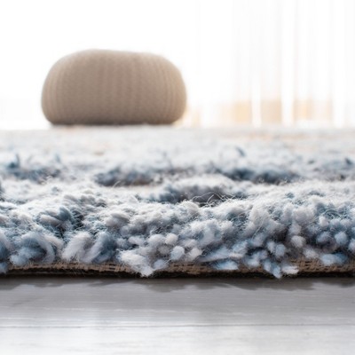 Grey and Gold Hand-Tufted Wool Moroccan Shag Rug, 4' x 6'