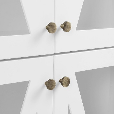 White Tall Cabinet with Adjustable Shelving and Glass Doors