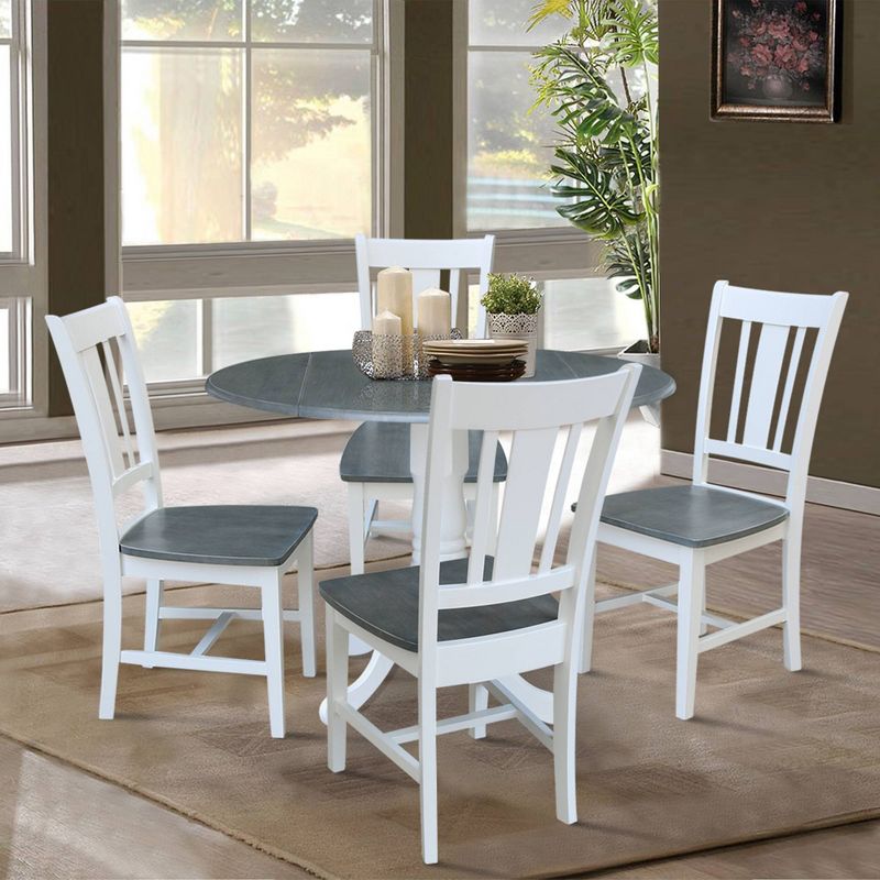 42&#34; Jaylen Dual Drop Leaf Dining Table with 4 Splat Back Chairs White/Heather Gray - International Concepts, 3 of 8