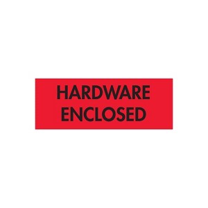 Tape Logic Labels "Hardware Enclosed" 2" x 3" Fluorescent Red 500/Roll DL3591 - 1 of 4