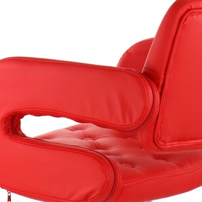 Red Faux Leather Adjustable Swivel Bar Stool with Chrome Base