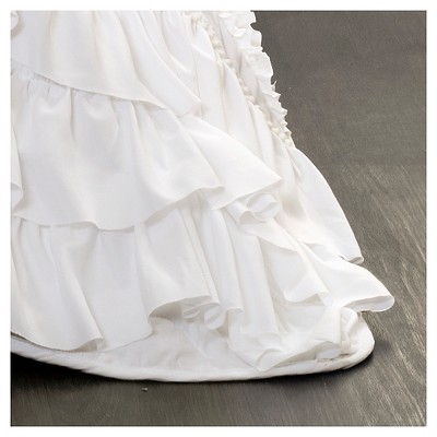 White Ruffled Microfiber Twin Quilt Set with Pom Pom Trim