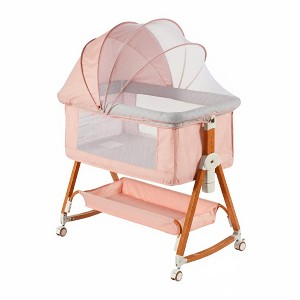 Foalom Baby Bassinet 3 in 1 Foldable Portable Crib,6 Adjustable Height,with Wheels - 1 of 4