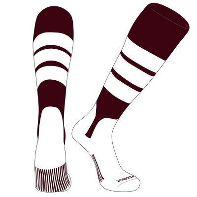 PEAR SOX OTC Baseball Softball Stirrup Socks (C, 5in) Maroon, White, White (M)