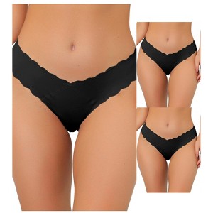 Allegra K Women's No-Show Unlined V-Shape Waist Stretch Hipster Underwear 3 Packs - 1 of 4