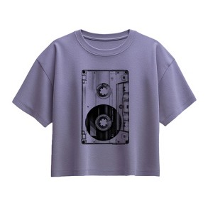 Girls' - Instant Message - Big Cassette Tape Short Sleeve Boxy Graphic T-Shirt - 1 of 3