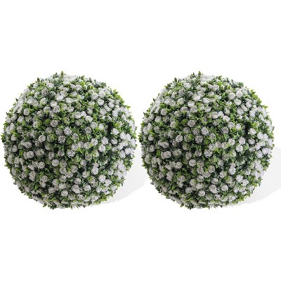 Flower Topiary Ball Decorative Balls 2PCS, Artificial Topiary Balls, for Outdoor Patio Garden and Indoor, Wedding Decoration