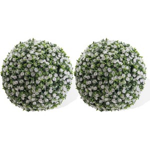 Flower Topiary Ball Decorative Balls 2PCS, Artificial Topiary Balls, for Outdoor Patio Garden and Indoor, Wedding Decoration - 1 of 4