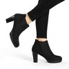 Allegra K Women's Round Toe Block Heels Chelsea Ankle Boots - 2 of 4