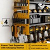 Hausource 12-Slot Power Tool Organizer Storage Racks with Pegboard, 4-Tier Drill Rack & Power Strip - 3 of 4