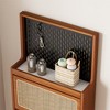 Rattan Shoe Cabinet with 3 Flip Drawers, Freestanding Tipping Bucket Shoe Rack with Pegboard,  Hidden Narrow Shoe Cabinet for Entrance Hallway Bedroom - 4 of 4