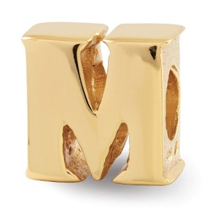 Black Bow Jewelry Letter M Bead Charm in 14k Yellow Gold Plated Sterling Silver - 1 of 4