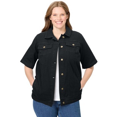 Woman Within Short-Sleeve Denim Jacket