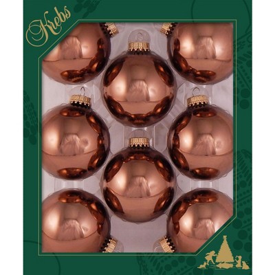 Christmas by Krebs 8ct Acacia Brown Shiny Glass Christmas Ball Ornaments 2.5" (67mm)