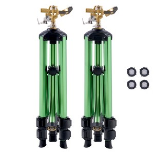 VEVOR Impact Sprinkler on Tripod Base, 2 Packs, Heavy Duty Tripod Sprinklers with Brass Head & 3/4"NH Connector, 360 Degree Large Area, Green - 1 of 4