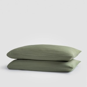 Crane Home | Zen Crinkled Comfort Pillowcase Set – Set of 2 (Matcha) - 1 of 4