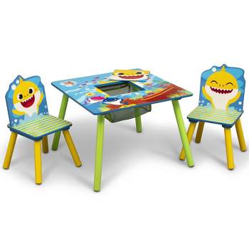 Delta Children Baby Shark Kids' Table and Chair Set with Storage (2 Chairs Included) - Greenguard Gold Certified - 3ct