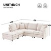 89" Modern 5-Seater Modular L-Shaped Sectional Sofa with Movable Ottoman, Vertical Stripe Cushions, Throw Pillows - 3 of 4
