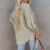 Coolmee Women's Oversized Ripped Denim Jacket Frayed Hem Button Front Boyfriend Jean Coat Western Shacket with Pockets - 2 of 4