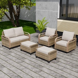 EAGLE PEAK Wicker Outdoor Patio Conversation Set - 1 of 4