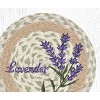 Earth Rugs Round Trivet – 10"x10" Lavender Printed Braided Jute Mat with Floral Botanical Design in Soft Country Colors - 2 of 3