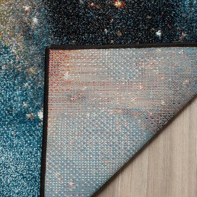 Celestial Spark Orange/Multi Synthetic Round Rug