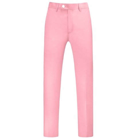 Lars Amadeus Men's Regular Fit Flat Front Chino Business Wedding Suit Pants  Pink 34 : Target