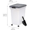 IRIS USA Dog Food Storage Container 40 lbs, Attachable Wheels, & Included Scoop, for Dog Cat Birds and other Pets, Dark Gray - 2 of 4