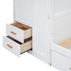 Okak Twin Size Wooden Bunk Bed with Trundle, Wardrobe, Storage Cabinet, Loft Bunk Bed with Desk & Drawers for Teens, Easy Assemble, White - 4 of 4