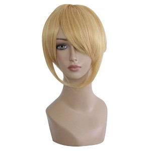 Unique Bargains Women's Wigs 14" Gold Tone with Wig Cap Shoulder Length - 1 of 4