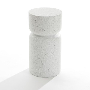 LuxenHome White with Gray Flecks Pillar Round MgO Side Table, Indoors and Outdoors - 1 of 4