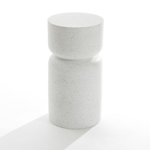 LuxenHome White with Gray Flecks Pillar Round MgO Side Table, Indoors and Outdoors - image 1 of 4