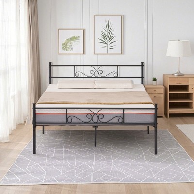 VECELO Twin/Full/Queen/King Size Bed Frame with Headboard&Footboard, Metal Bed Platform, Black