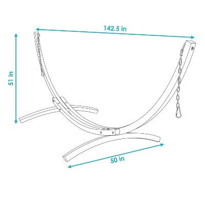 12 ft Curved Larch Wood Hammock Stand with Chains