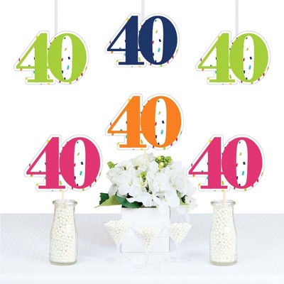 Big Dot of Happiness 40th Birthday - Cheerful Happy Birthday - Forty Shaped Decorations DIY Colorful Fortieth Birthday Party Essentials - Set of 20