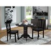 Modern 3Pc Dinette Set - Round Dining Table with 2 Wooden Chairs - Black Finish Kitchen Table Set - 2 of 4