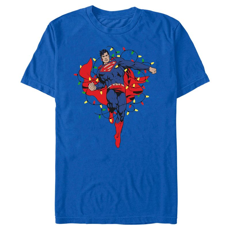 Men's Superman Christmas Lights T-Shirt, 1 of 5